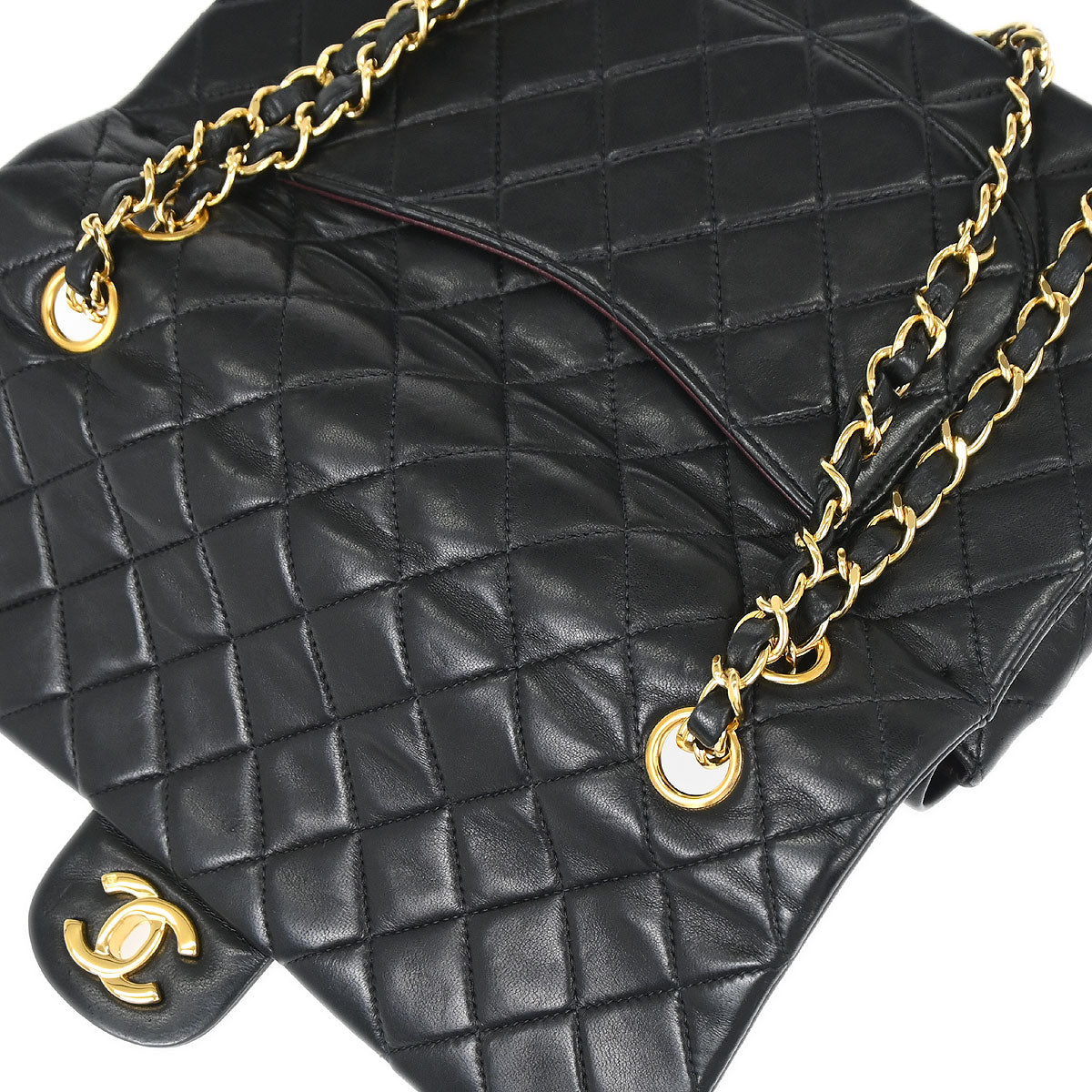 Chanel Black Lambskin Medium Classic Double Flap Shoulder Bag