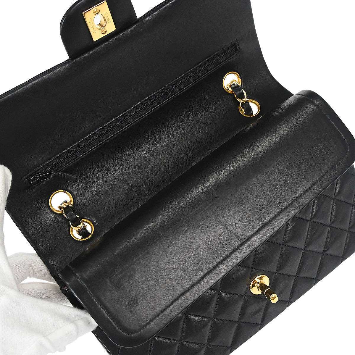 Chanel Black Lambskin Medium Classic Double Flap Shoulder Bag