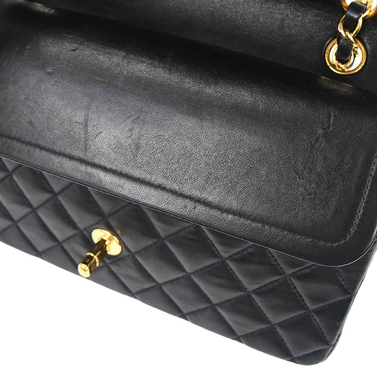 Chanel Black Lambskin Medium Classic Double Flap Shoulder Bag