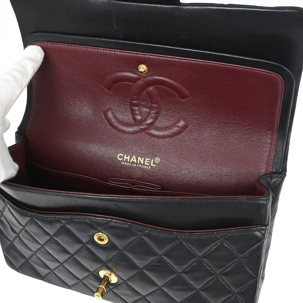 Chanel Black Lambskin Medium Classic Double Flap Shoulder Bag