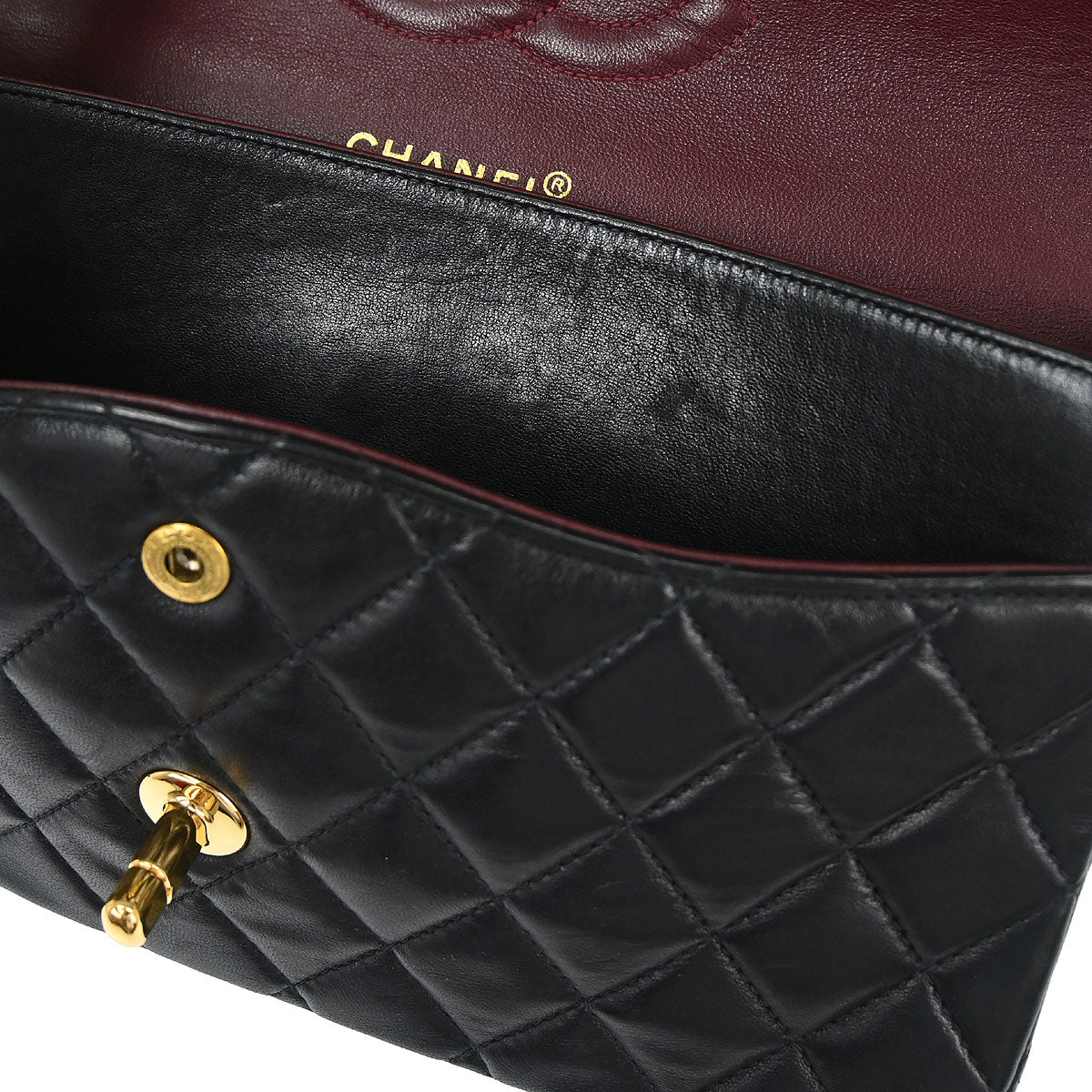 Chanel Black Lambskin Medium Classic Double Flap Shoulder Bag