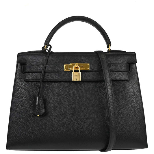 Hermes Black Ardennes Kelly 32 Sellier 2way Shoulder Handbag