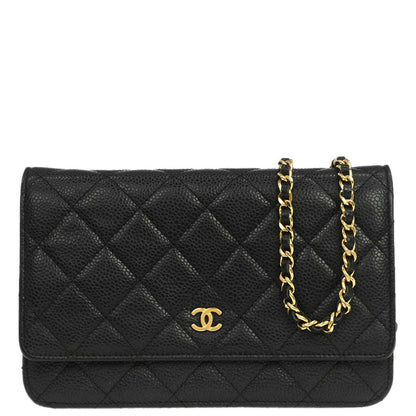 Chanel 2014-2015 Black Caviar Skin Classic WOC Wallet on Chain Bag