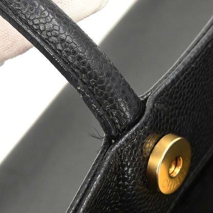 Chanel Black Caviar Skin Tote Handbag