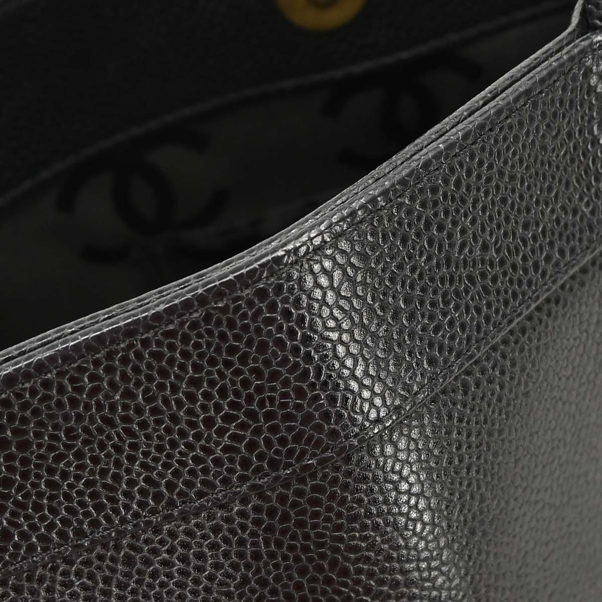Chanel Black Caviar Skin Tote Handbag