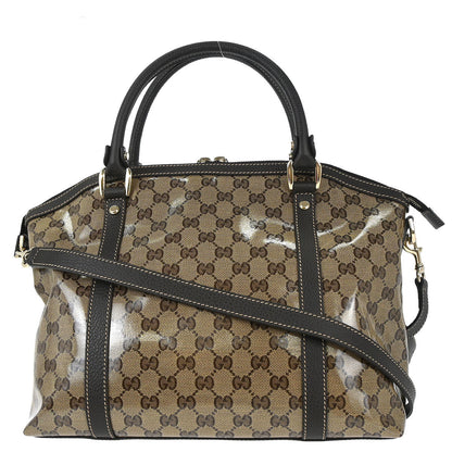 Gucci Brown PVC GG Charm Dome Satchel 2way Shoulder Handbag