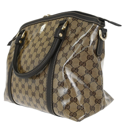 Gucci Brown PVC GG Charm Dome Satchel 2way Shoulder Handbag