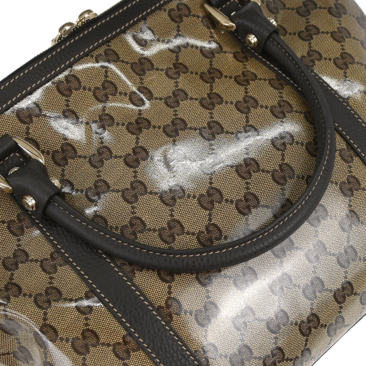 Gucci Brown PVC GG Charm Dome Satchel 2way Shoulder Handbag