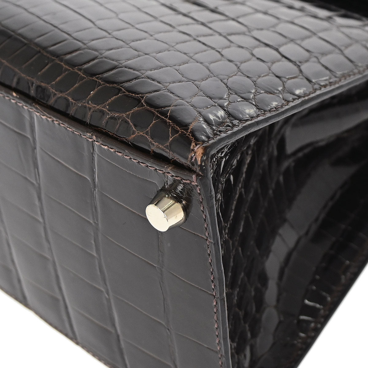 Hermes * Cacao Niloticus Kelly 28 Sellier 2way Shoulder Handbag