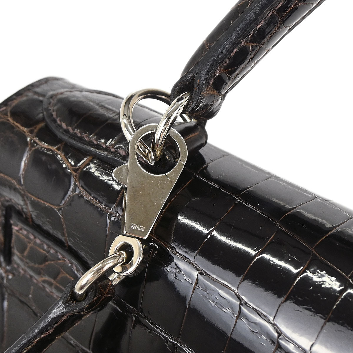 Hermes * Cacao Niloticus Kelly 28 Sellier 2way Shoulder Handbag