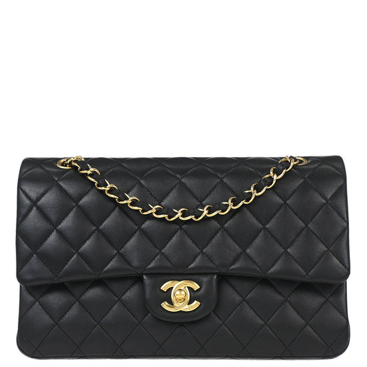 Chanel Black Lambskin Medium Classic Double Flap Shoulder Bag