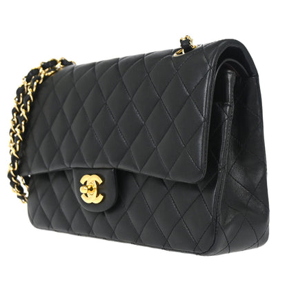 Chanel Black Lambskin Medium Classic Double Flap Shoulder Bag
