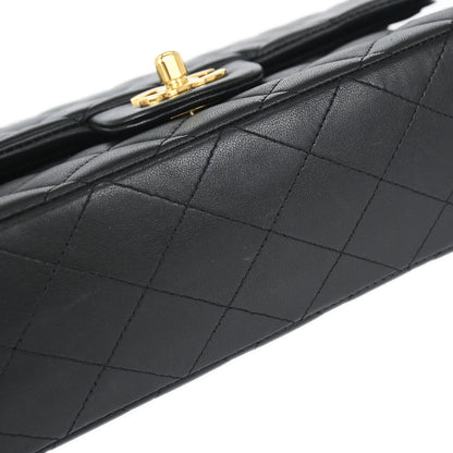 Chanel Black Lambskin Medium Classic Double Flap Shoulder Bag