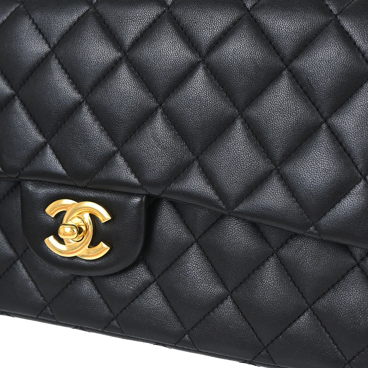 Chanel Black Lambskin Medium Classic Double Flap Shoulder Bag
