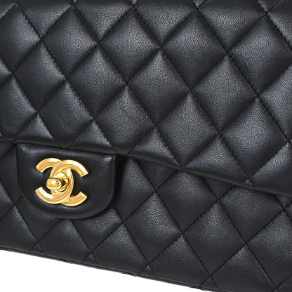 Chanel Black Lambskin Medium Classic Double Flap Shoulder Bag