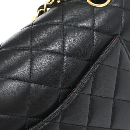 Chanel Black Lambskin Medium Classic Double Flap Shoulder Bag