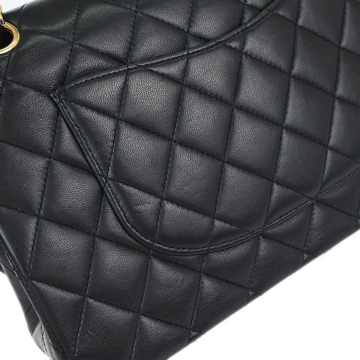 Chanel Black Lambskin Medium Classic Double Flap Shoulder Bag