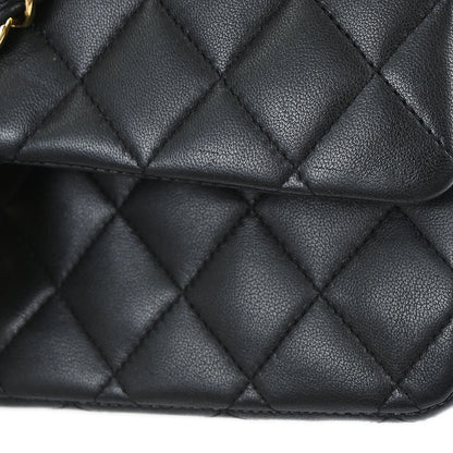 Chanel Black Lambskin Medium Classic Double Flap Shoulder Bag