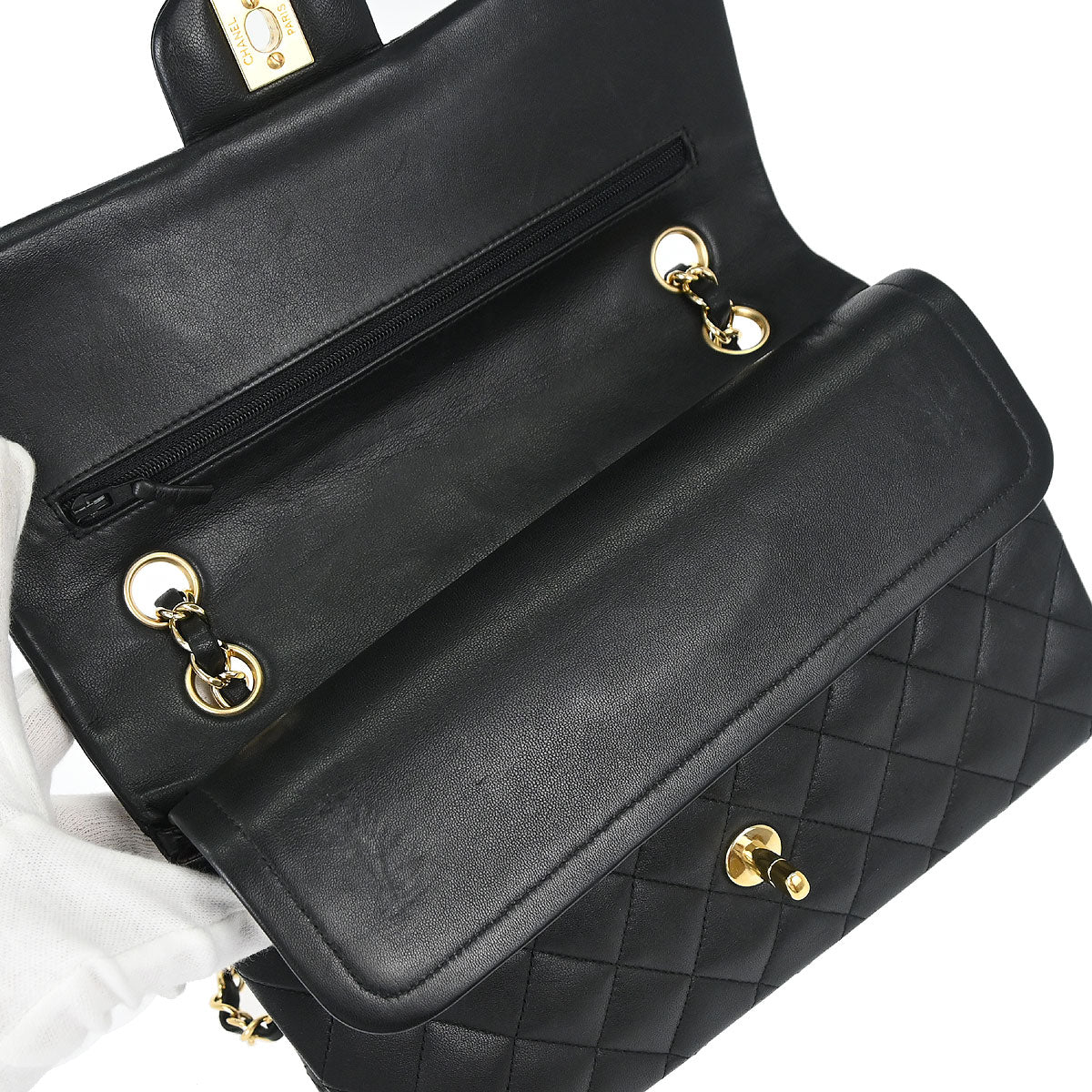Chanel Black Lambskin Medium Classic Double Flap Shoulder Bag