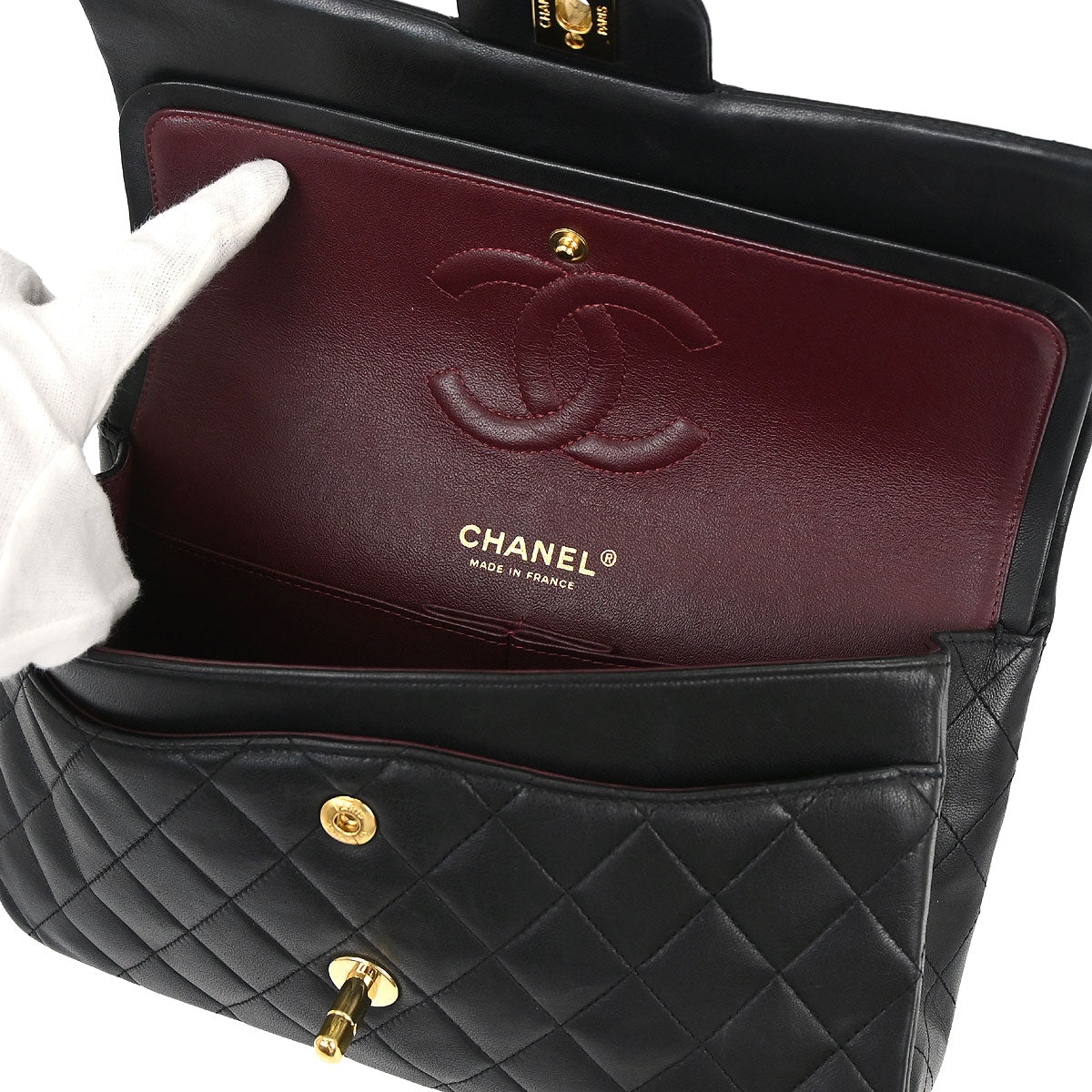 Chanel Black Lambskin Medium Classic Double Flap Shoulder Bag