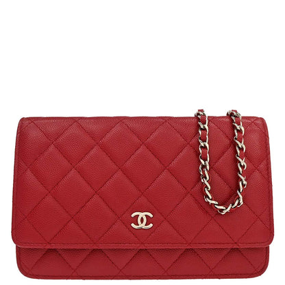 Chanel 2017-2018 Red Caviar Skin Classic WOC Wallet on Chain Bag