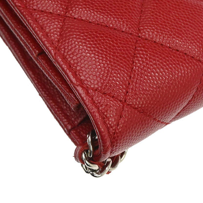 Chanel 2017-2018 Red Caviar Skin Classic WOC Wallet on Chain Bag