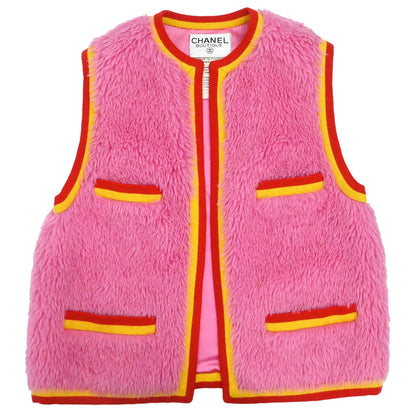 Chanel 1994 Single Breasted Jacket Vest Pink #40