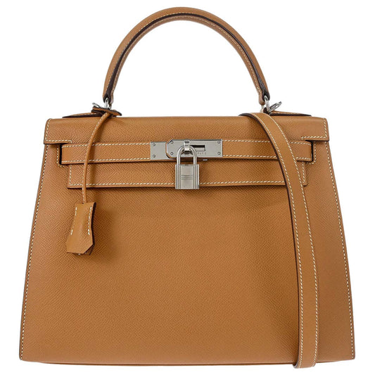 Hermes Natural Epsom Kelly 28 Sellier 2way Shoulder Handbag