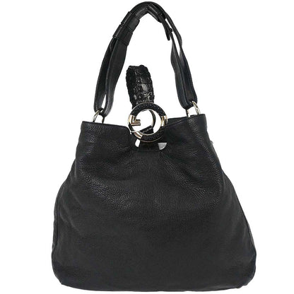 Gucci Black Leather G Wave Handbag