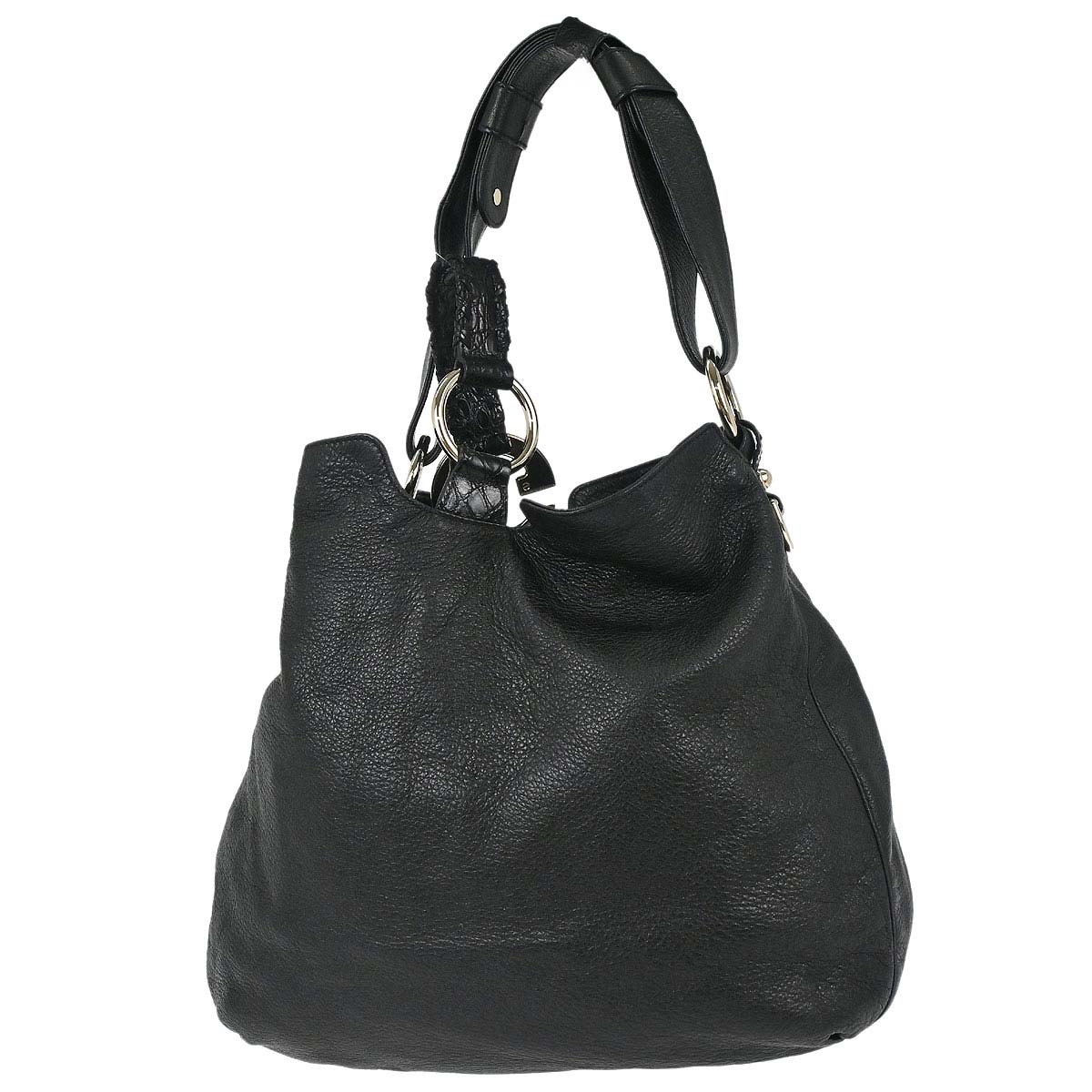Gucci Black Leather G Wave Handbag