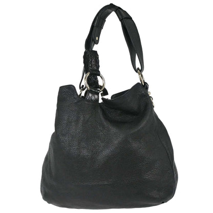 Gucci Black Leather G Wave Handbag