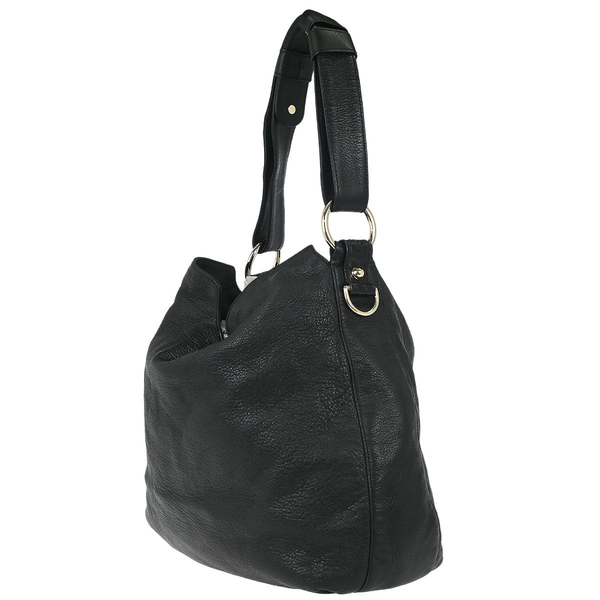 Gucci Black Leather G Wave Handbag