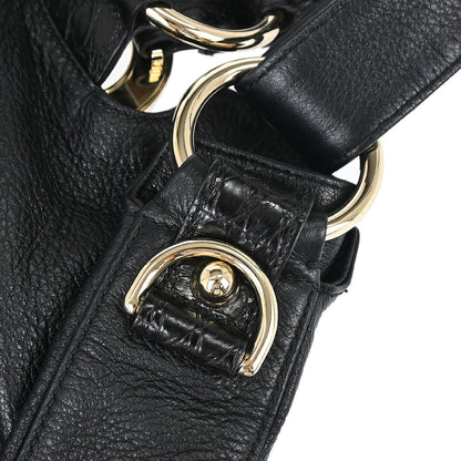 Gucci Black Leather G Wave Handbag