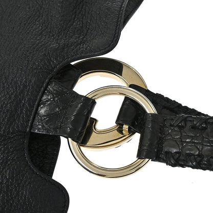 Gucci Black Leather G Wave Handbag