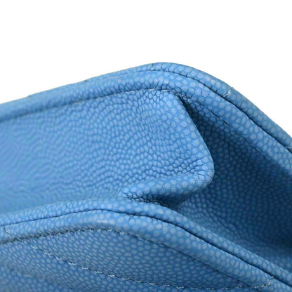 Chanel 2019 Blue Caviar Skin Chevron Classic WOC Wallet on Chain Bag