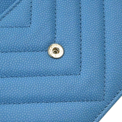 Chanel 2019 Blue Caviar Skin Chevron Classic WOC Wallet on Chain Bag