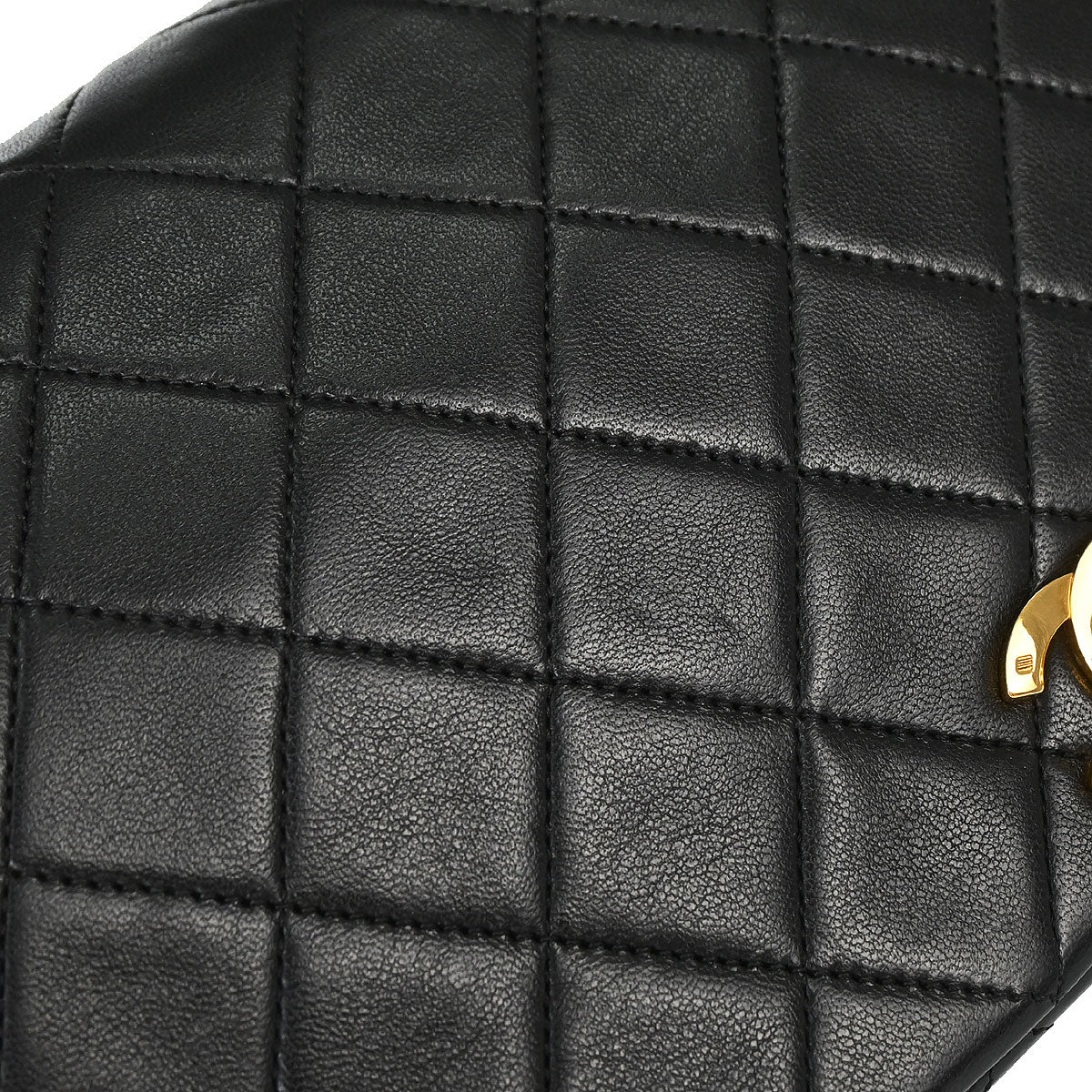 Chanel 1989-1991 Black Lambskin Turnlock Small Full Flap Shoulder Bag