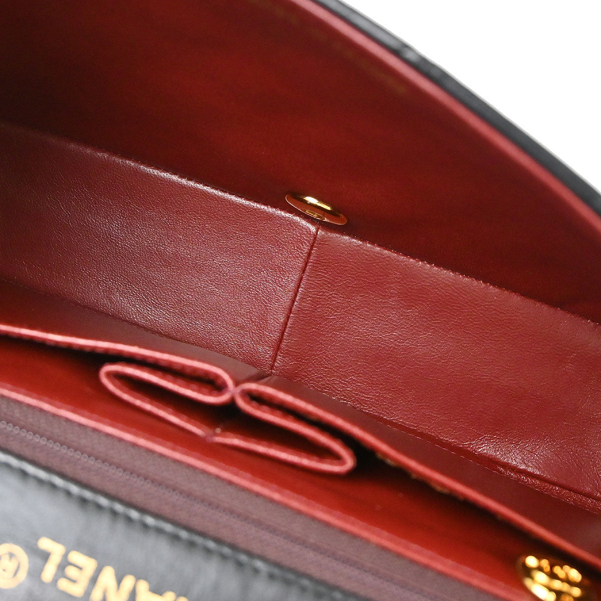 Chanel 1989-1991 Black Lambskin Turnlock Small Full Flap Shoulder Bag