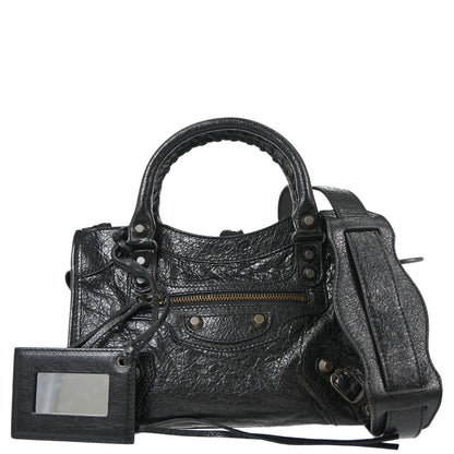 Balenciaga Black Goatskin City Mini Shoulder Handbag