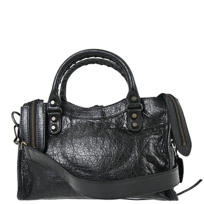 Balenciaga Black Goatskin City Mini Shoulder Handbag