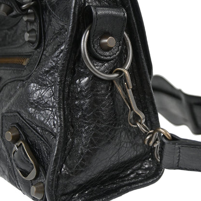 Balenciaga Black Goatskin City Mini Shoulder Handbag