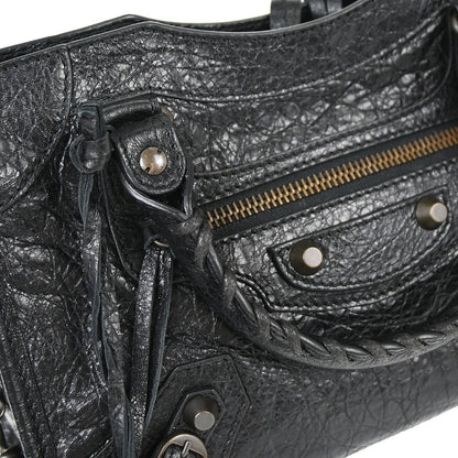 Balenciaga Black Goatskin City Mini Shoulder Handbag
