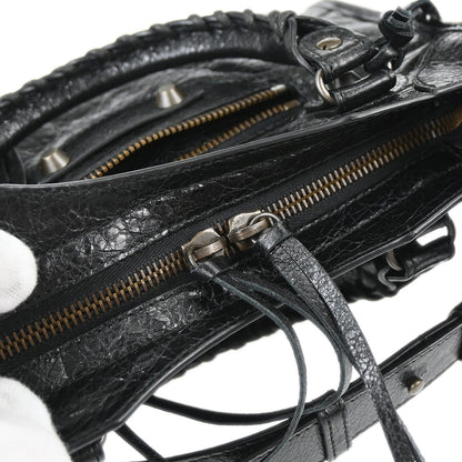 Balenciaga Black Goatskin City Mini Shoulder Handbag