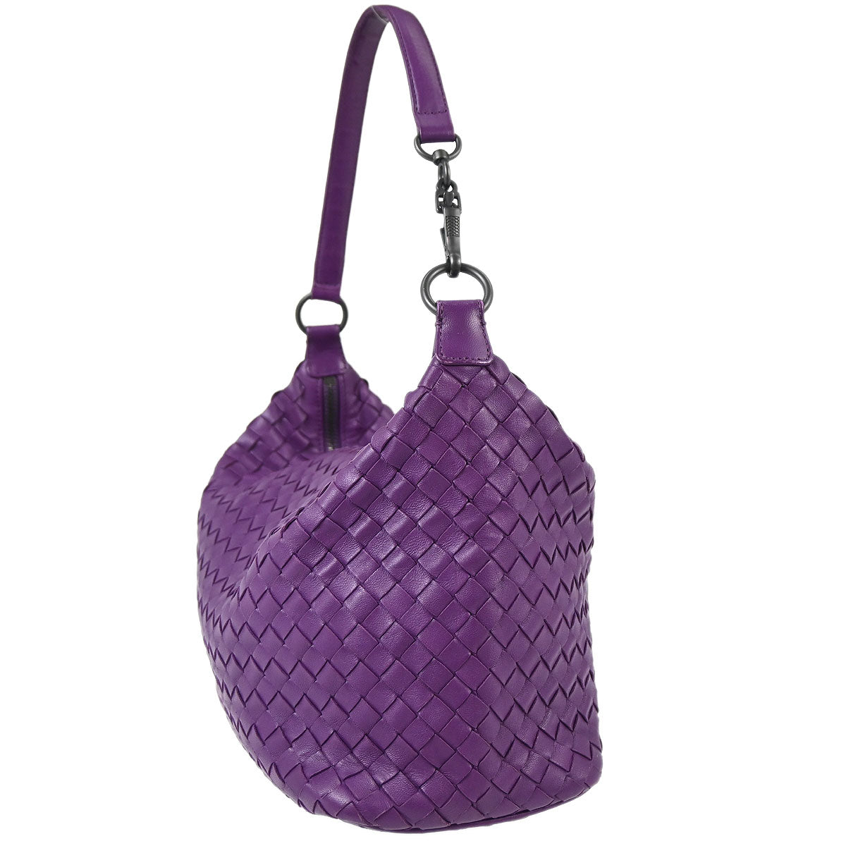 Bottega Veneta Purple Lambskin Intrecciato Handbag