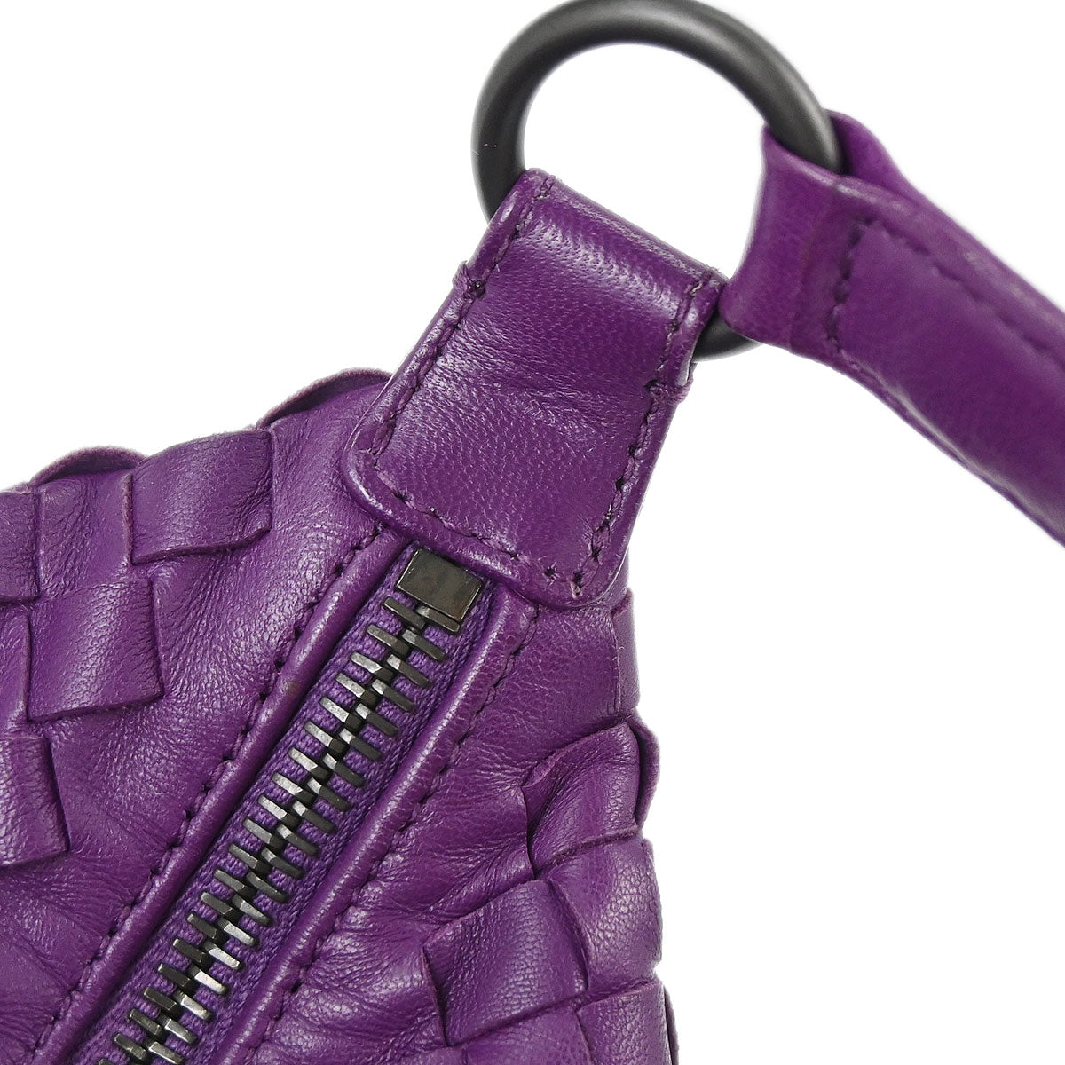 Bottega Veneta Purple Lambskin Intrecciato Handbag
