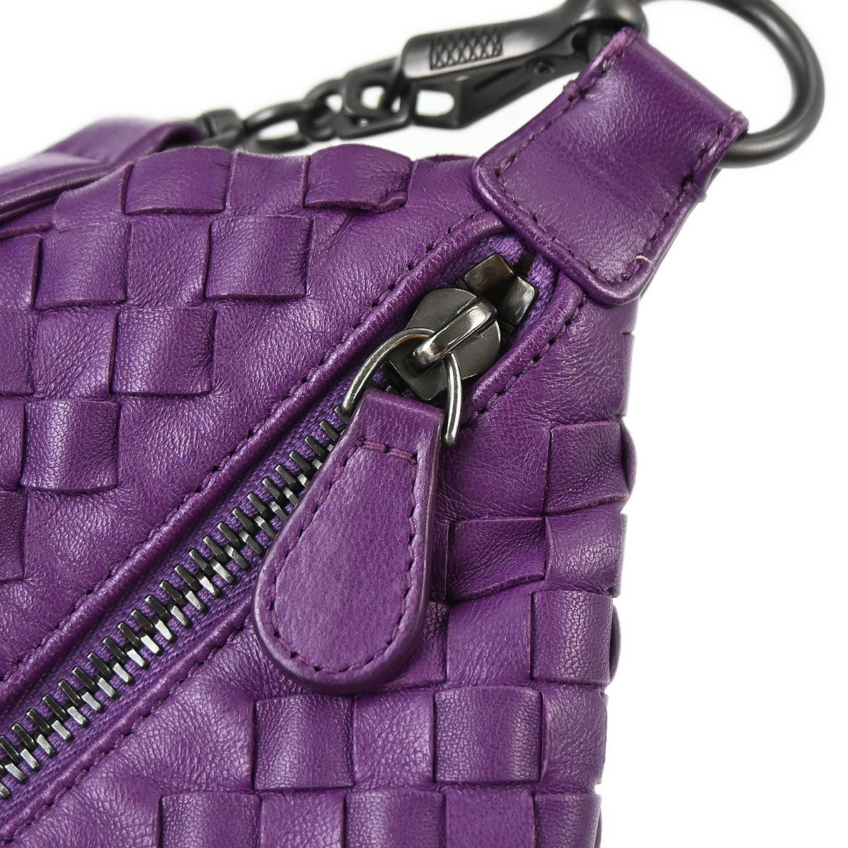 Bottega Veneta Purple Lambskin Intrecciato Handbag