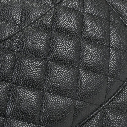 Chanel 2011 Black Caviar Skin Jumbo Classic Double Flap Shoulder Bag