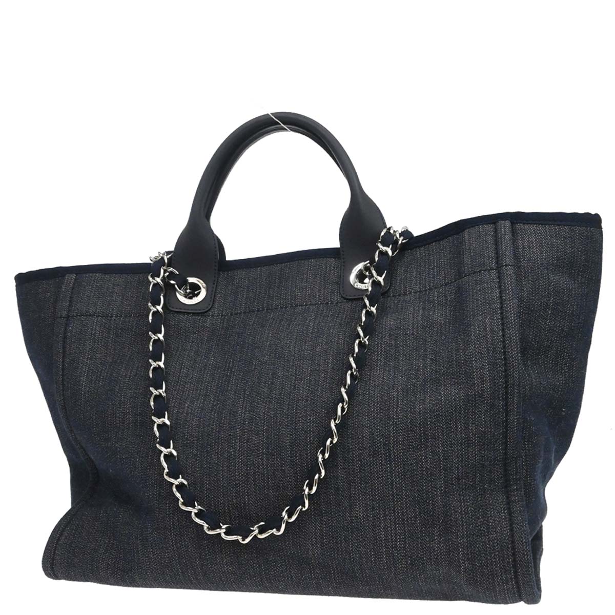 Chanel Navy Denim Medium Deauville 2way Shoulder Tote Handbag