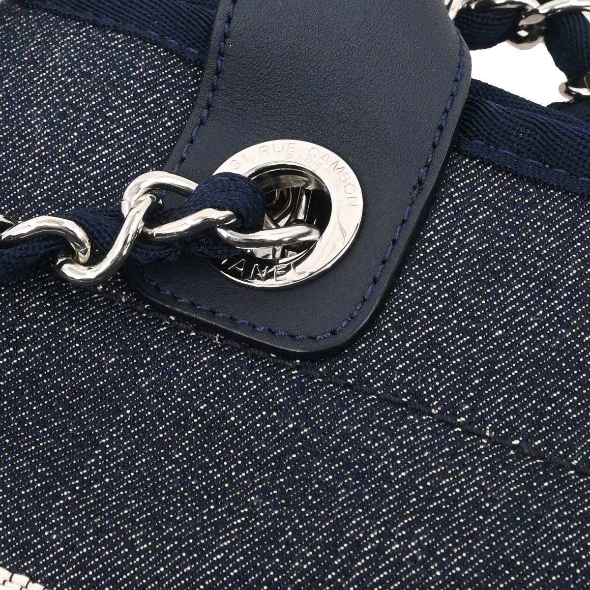 Chanel Navy Denim Medium Deauville 2way Shoulder Tote Handbag