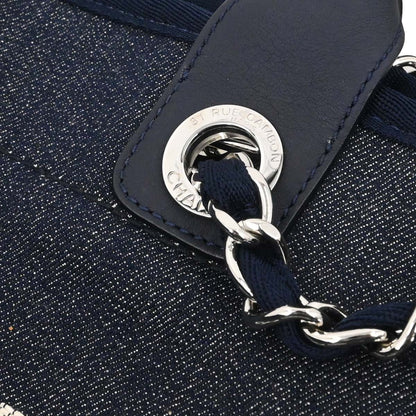 Chanel Navy Denim Medium Deauville 2way Shoulder Tote Handbag